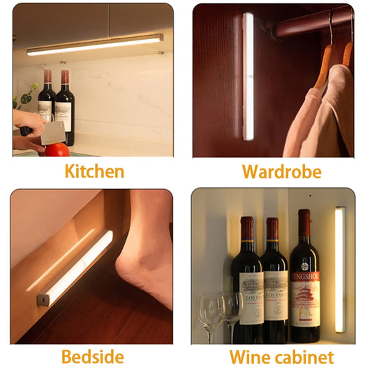 Motion Sensor Light Wireless LED Night Light Type C Rechargeable Light Cabinet Wardrobe Lamp Staircase Backlight For Kitchen LED - MANDOTOS