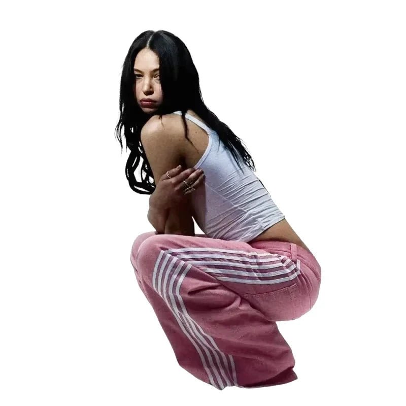 Y2K Baggy Jeans High Quality Embroidered Striped Harajuku Sweatpants Men Women Hip Hop Streetwear Casual Mopping Wide Leg Denim MANDOTOS
