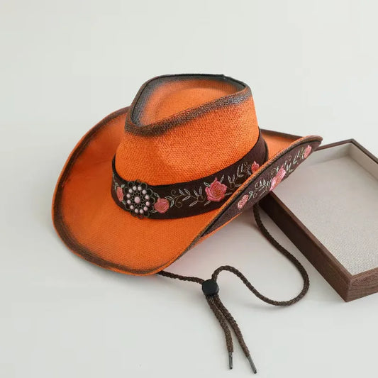 2026 Embroidery Horse Accessories Straw Cowboy Hat for Women Men – Western Sun Hat for Country Concert Rodeo and Cowgirl Hat