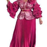 African Clothes for Women 2 PCS Sets Tops And Skirts Suits Dashiki Ankara 2025 Outfits Gown Plus Size Wedding Party Dresses