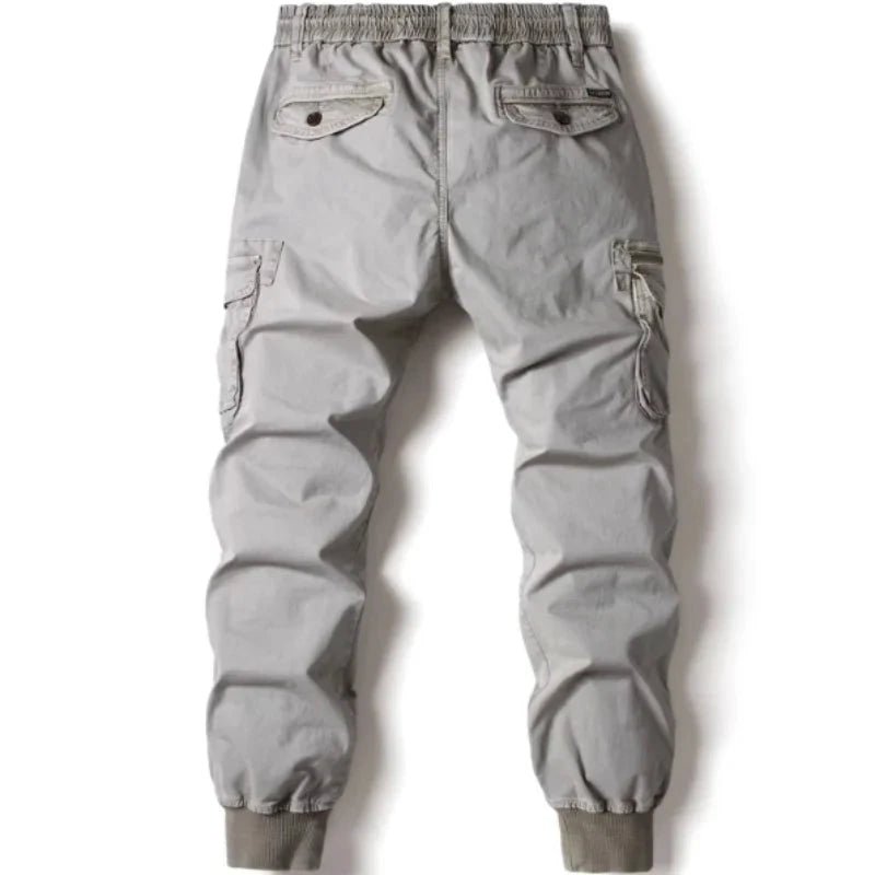 Mandotos Cargo Pants for Men Cotton Full Length Tactical Military Cargo Trousers Gray - MANDOTOS