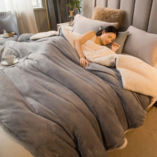 Cozy Luxe Wool Throw Blanket - Dual-Sided Warmth for Winter - MANDOTOS