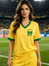 Women's Brazil National Team Aesthetic Jersey T-Shirt, Sporty Graphic Print