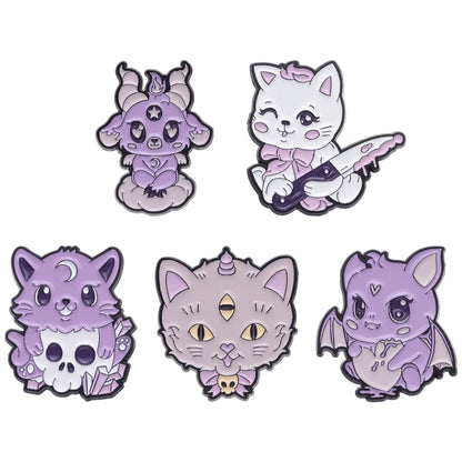Animal 5-7pcs/Set Enamel Pins Penguin Bat Bee Owl Metal Brooches Fashion Lapel Badge Backpack Clothes Jewelry Gift for friends - MANDOTOS