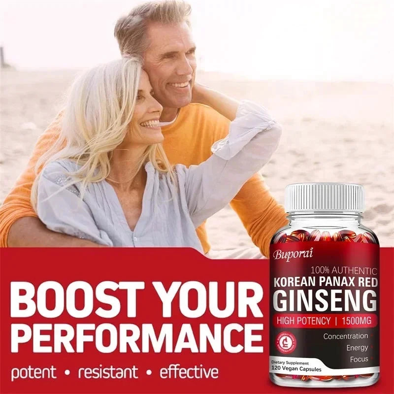 Korean Red Panax Ginseng Capsules - Increases Energy, Mood, Stamina & Performance Supports Mental Health MANDOTOS