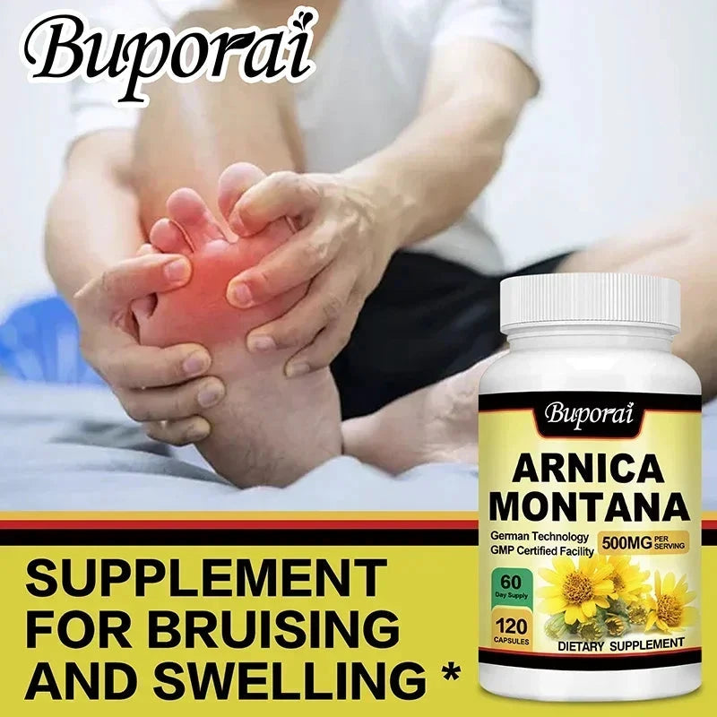 Arnica Montana Capsules - Suitable for Bruises and Swelling, Relieves Pain, Improves Mood, and Boosts Immunity - 120 Capsules MANDOTOS