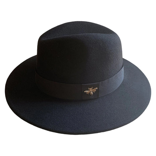 Classic Wool Fedora Hat with Vintage Feather Band Elegant Wide Brim Panama Hat for Formal Events and Weddings
