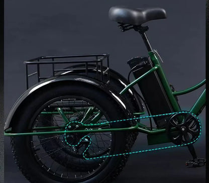 3 Wheel Electric Bicycles for Adults Men Women 24 Inch Electric Fat Bike 750W 15AH Powerful Electric Bicycle With Cargo Basket