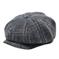 Wool Bleed Herringbone Tweed Newsboy Cap Men 8-Panel Cabbie Flat Caps Gatsby Driver Beret Hat MANDOTOS