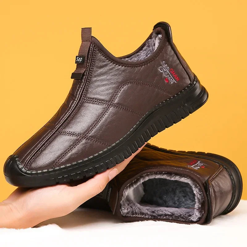 Winter men's boots are warm waterproof non slip thick walking boots, and oversized work shoes for men aged 38-48 platform boots