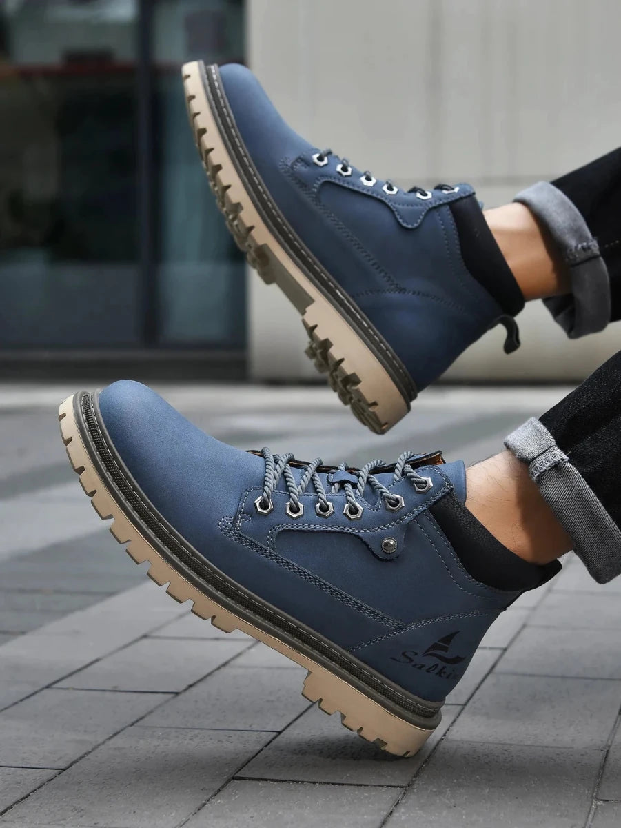 Handmade Men Boots Ankle Winter Leather Shoes Autumn Outdoor Hiking Boots Sneakers Hombres Botas High Top Footwear Anti Slip MANDOTOS