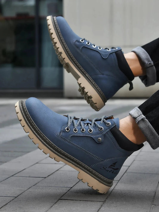 Handmade Men Boots Ankle Winter Leather Shoes Autumn Outdoor Hiking Boots Sneakers Hombres Botas High Top Footwear Anti Slip MANDOTOS