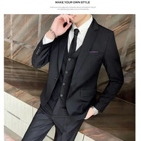 S-9XL New (Blazer+Vest+Pants) Men's Fashion Business Gentleman Professional Formal Dress Korean Version Banquet Dress Suit 6XL