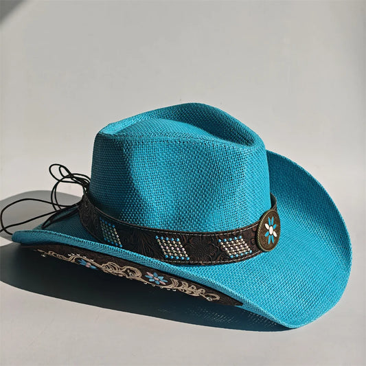 2026 Embroidery Horse Accessories Straw Cowboy Hat for Women Men – Western Sun Hat for Country Concert Rodeo and Cowgirl Hat