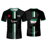 Syrian Flag Map Print Football T-Shirt - Men's & Kid's Summer Tops - MANDOTOS INTERNATIONAL