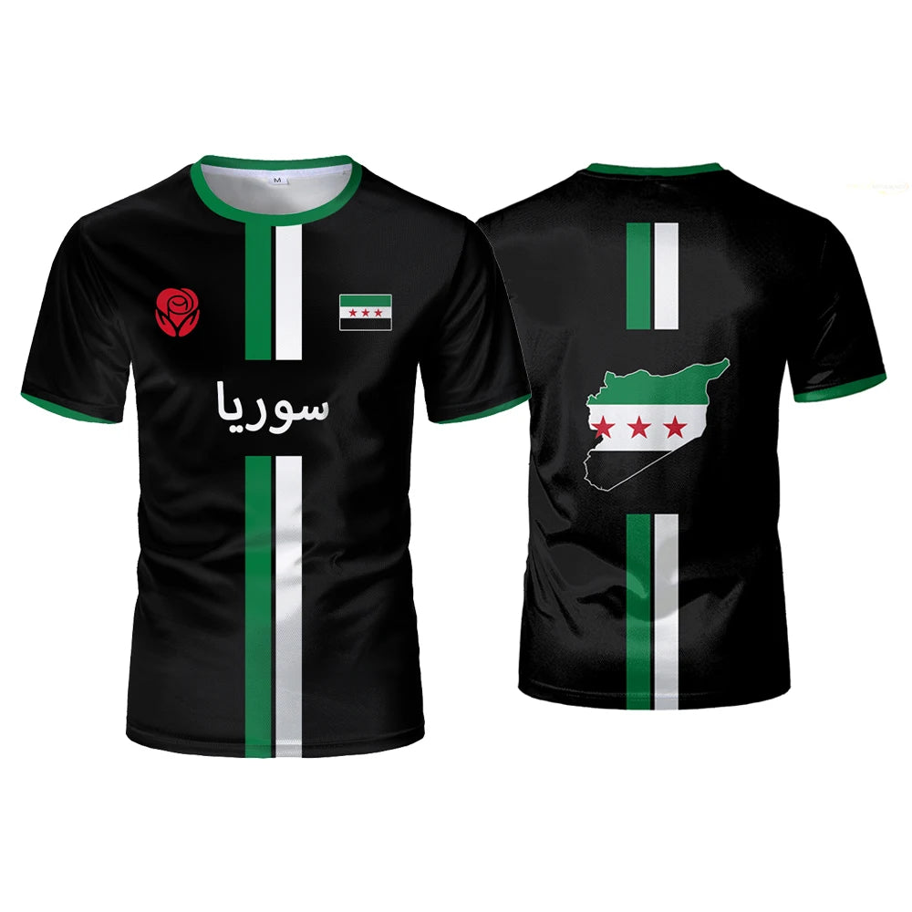 Syrian Flag Map Print Football T-Shirt - Men's & Kid's Summer Tops - MANDOTOS INTERNATIONAL