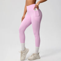 High Waist Women's Leggings Stretch Yoga Pants Tights With Pockets Push Up Fitness Running Sportswear Solid Color Pants