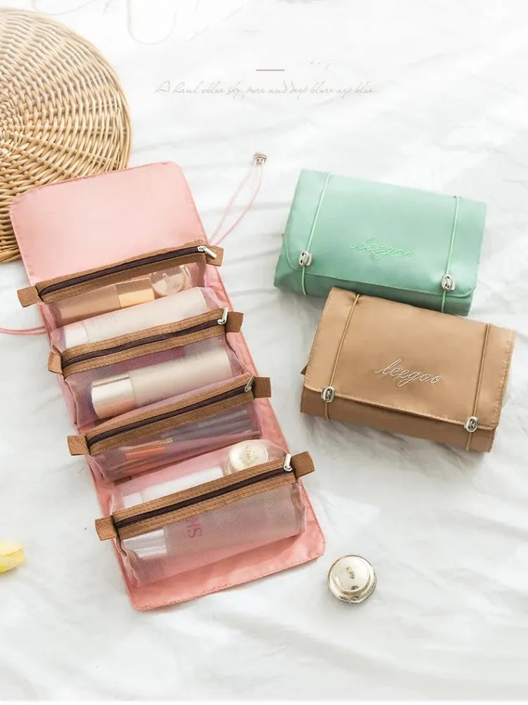 Detachable Cosmetic Bag Portable Large Capacity 4 in 1 Makeup Bags Portable Folding Travel Cosmetics Storage Toiletry Bag - MANDOTOS