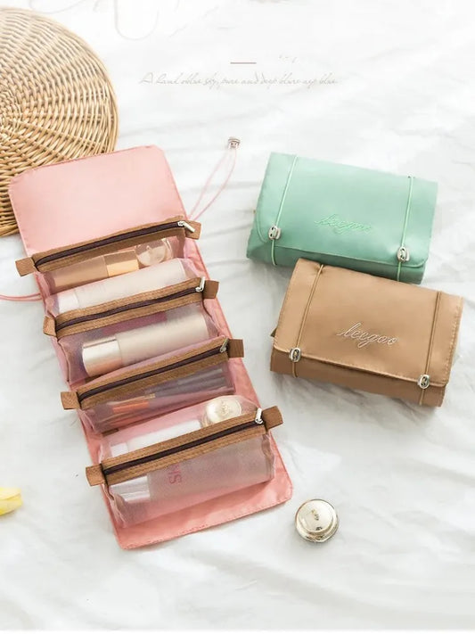 Detachable Cosmetic Bag Portable Large Capacity 4 in 1 Makeup Bags Portable Folding Travel Cosmetics Storage Toiletry Bag - MANDOTOS
