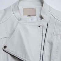 Women's Leather Jacket European and American Fashion Motorcycle Slim Short Leather Jacket Zipper
