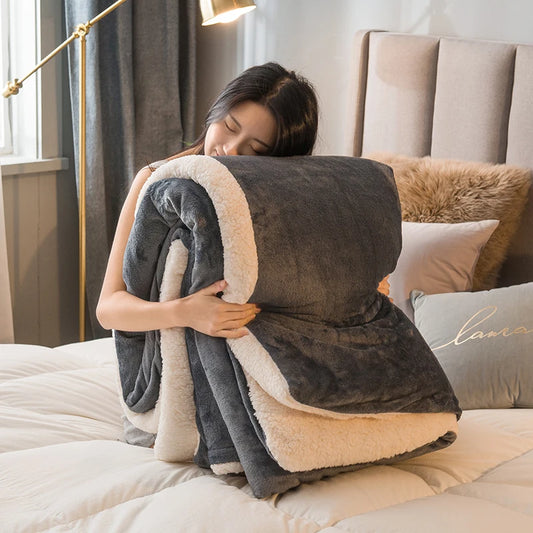 Cozy Luxe Wool Throw Blanket - Dual-Sided Warmth for Winter - MANDOTOS