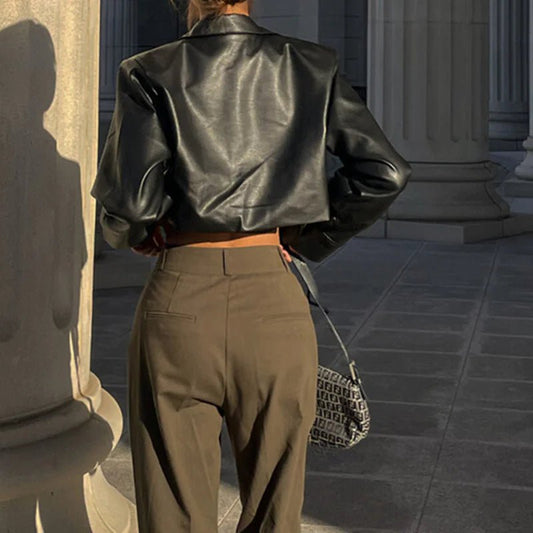 Vogue PU Cropped Jacket - MANDOTOS INTERNATIONAL