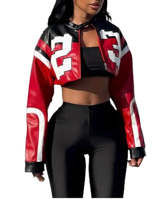 MotoChic Faux Leather Y2K Jacket - MANDOTOS INTERNATIONAL