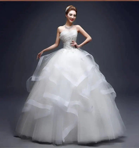 Elegant One - Shoulder Bridal Gowns - MANDOTOS INTERNATIONAL