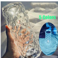 Nordic Crystal Lamp USB Table Lamps Bedroom Touch Dimming Atmosphere Diamond Night Light Rose Projector Lamp Decor MANDOTOS