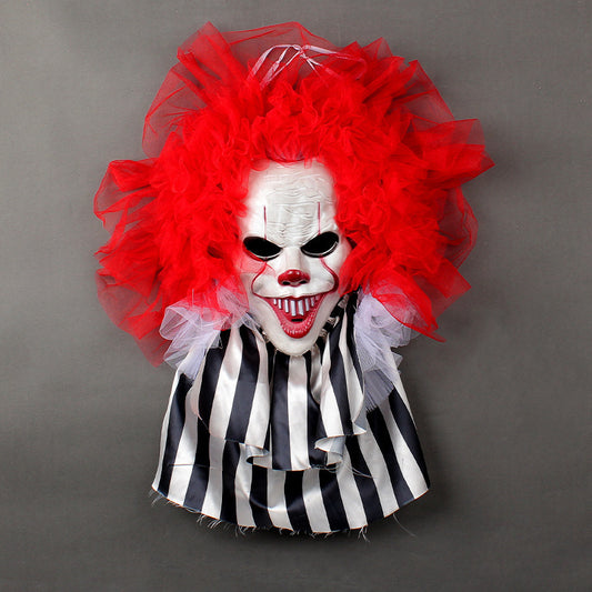Halloween Horror Clown Wreath Door Hanging Wreath Decoration Wall Hanging Clown Ghost Festival Halloween Party Supplies Home Decor - MANDOTOS