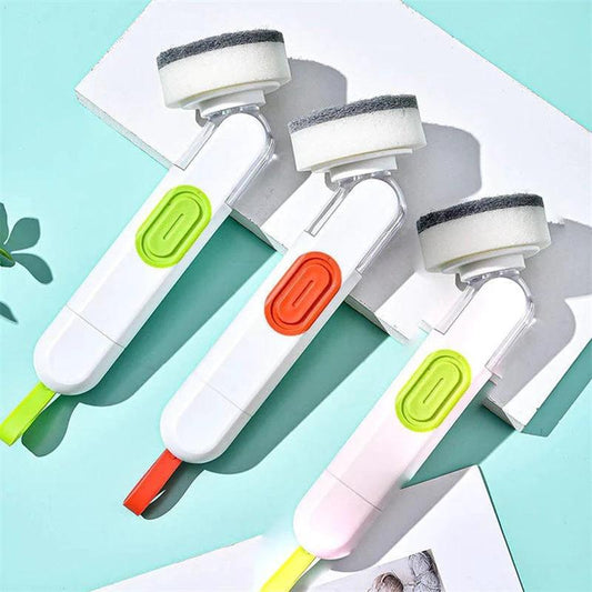 2-in-1 Soap Dispensing Dish Brush with Replacement Heads & No Leak Design MANDOTOS