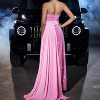 Velvet Sequined Cinched Waist Slim-fit Tube Top Banquet Dress MANDOTOS