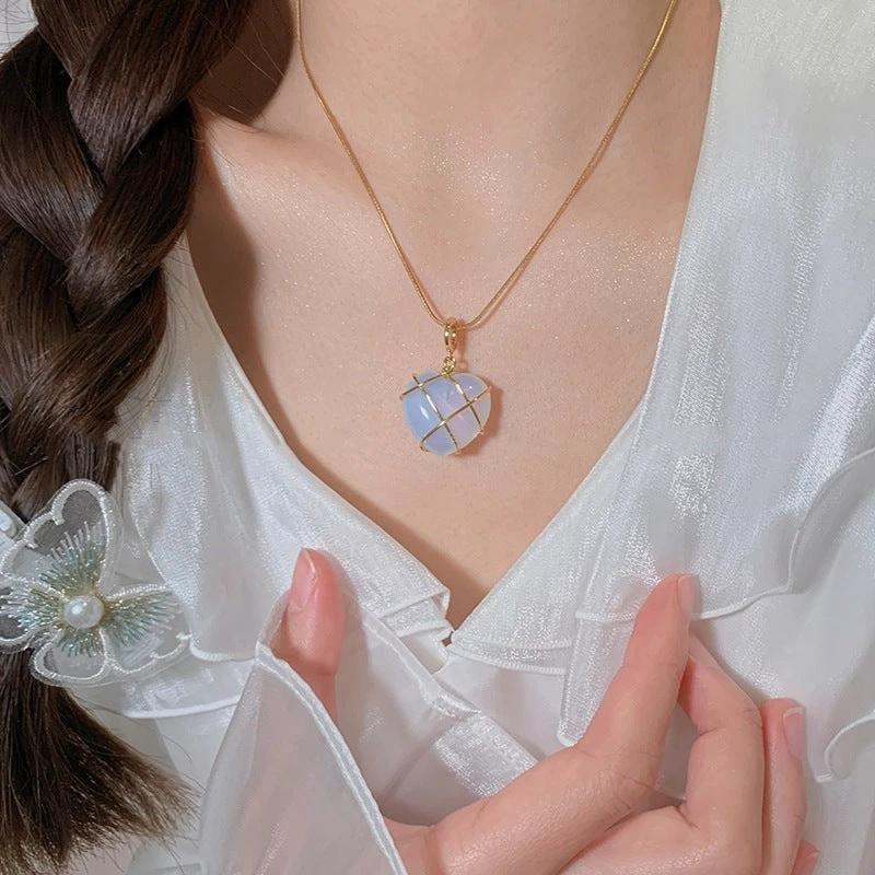 Fashion Moonstone Necklace - Cartoon Princess Love Girl Jewelry - MANDOTOS
