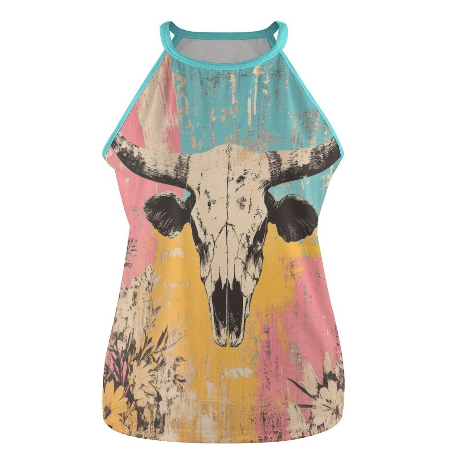Baha Ranch Bull Skull Retro Pop Western Tank Top