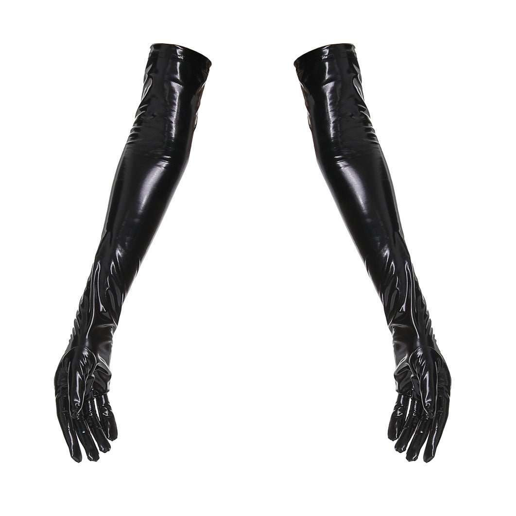 Shiny Patent Leather Mirror One - piece Leather Coat For Women - MANDOTOS INTERNATIONAL0