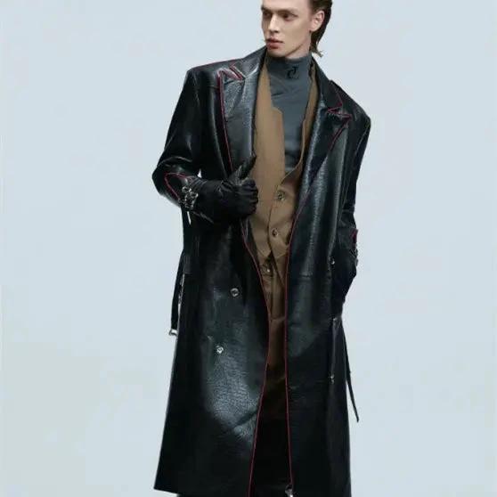 Wide Shoulder Fur Metal Belt Waist Long-cut Coat - MANDOTOS
