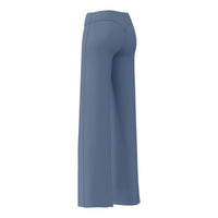 Women's straight-leg yoga pants by Ancient Energy in blue-gray, full-length