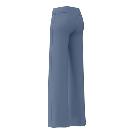 Women's straight-leg yoga pants by Ancient Energy in blue-gray, full-length