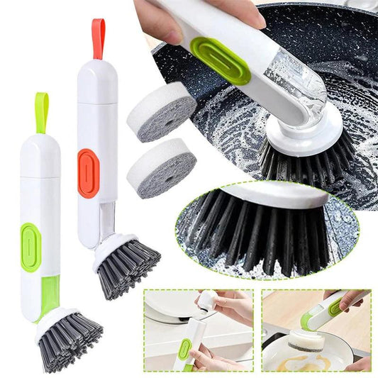2-in-1 Soap Dispensing Dish Brush with Replacement Heads & No Leak Design MANDOTOS