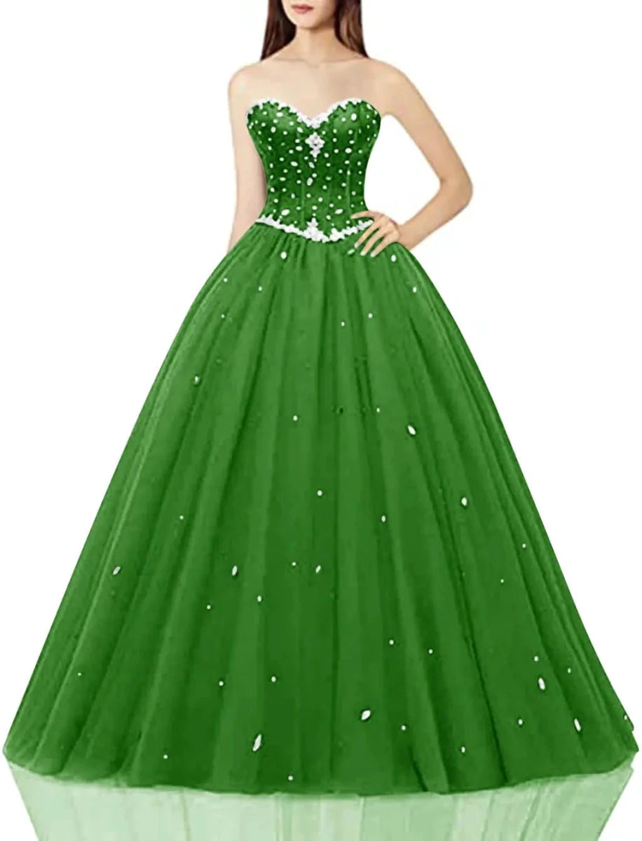 Cherished Belle Sweetheart Tulle Ball Gown for Women (US24W Green3) - MANDOTOS INTERNATIONAL