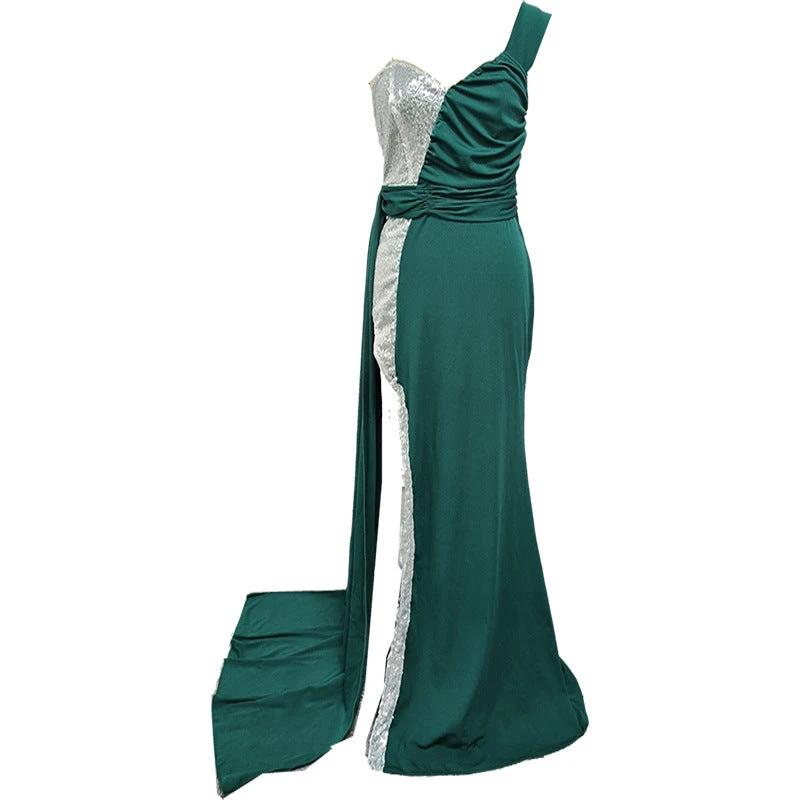 Elegant Heavy Work Gilding Split Expansion Skirt Ball Evening Dress MANDOTOS