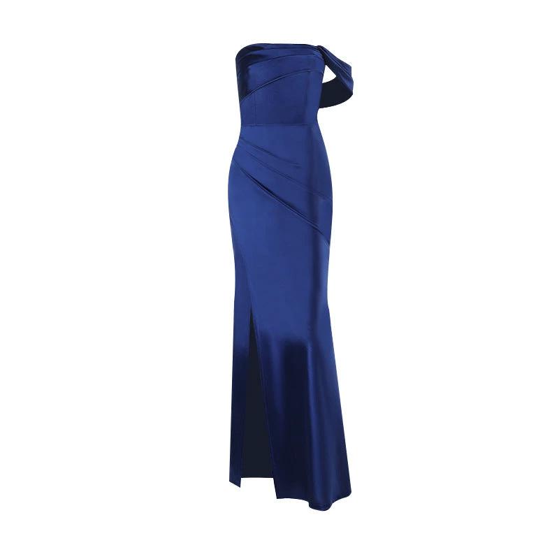Satin Bridesmaid Dresses For Women Long With Slit Off Shoulder Mermaid Prom Dresses Corset Formal Gown MANDOTOS