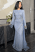 Abira Sequin Modest Neckline Long Sleeve Embellished Dress With Side Skirt - MANDOTOS INTERNATIONALDresses