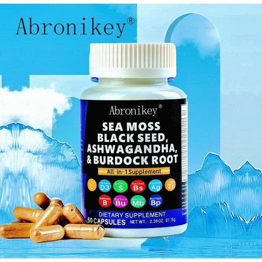 Abronikey Sea Moss 60 Capsules Immune Support & Digestive Health Natural Sea Moss Supplement Rich In Minerals & Vitamins - MANDOTOS