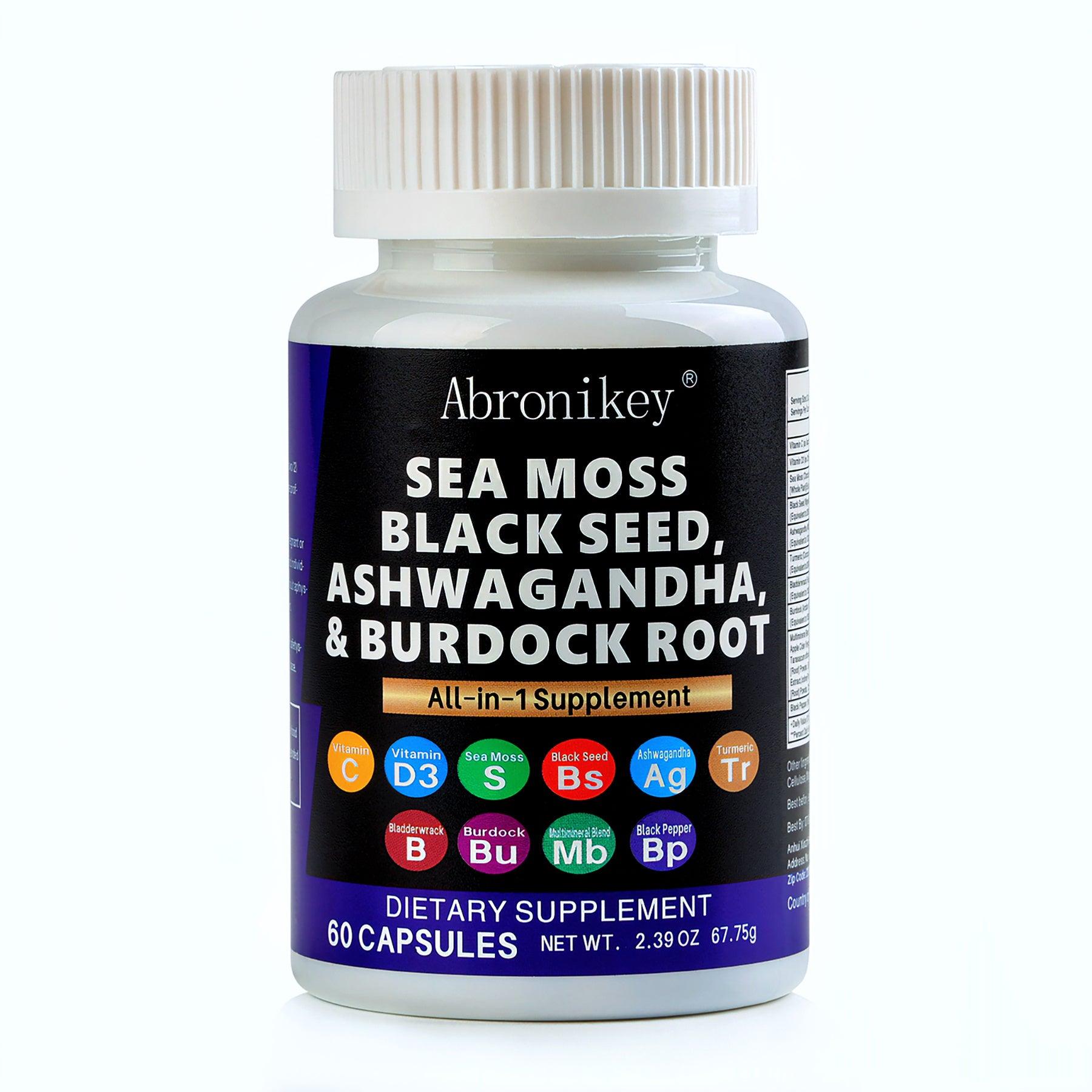 Abronikey Sea Moss 60 Capsules Immune Support & Digestive Health Natural Sea Moss Supplement Rich In Minerals & Vitamins - MANDOTOS
