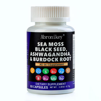 Abronikey Sea Moss 60 Capsules Immune Support & Digestive Health Natural Sea Moss Supplement Rich In Minerals & Vitamins - MANDOTOS