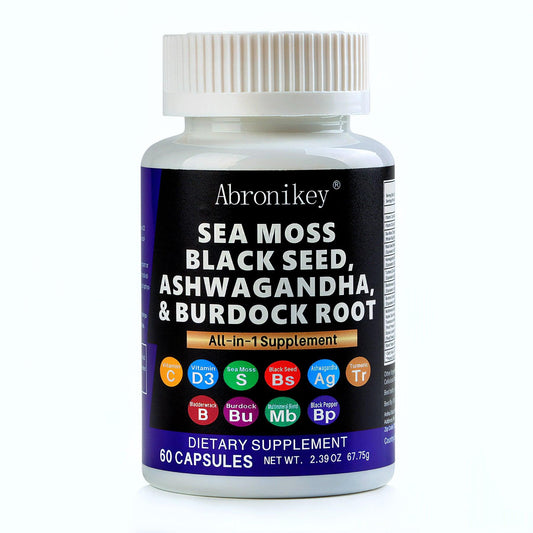 Abronikey Sea Moss 60 Capsules Immune Support & Digestive Health Natural Sea Moss Supplement Rich In Minerals & Vitamins - MANDOTOS