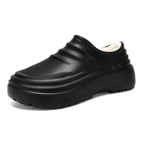 Insulated chef shoes, black closed-toe slip-ons with plush lining, Ancient Energy