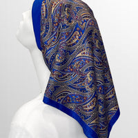 Retro Kerchief Headscarf - Blue  Paisley
