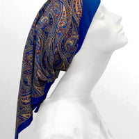Retro Kerchief Headscarf - Blue  Paisley
